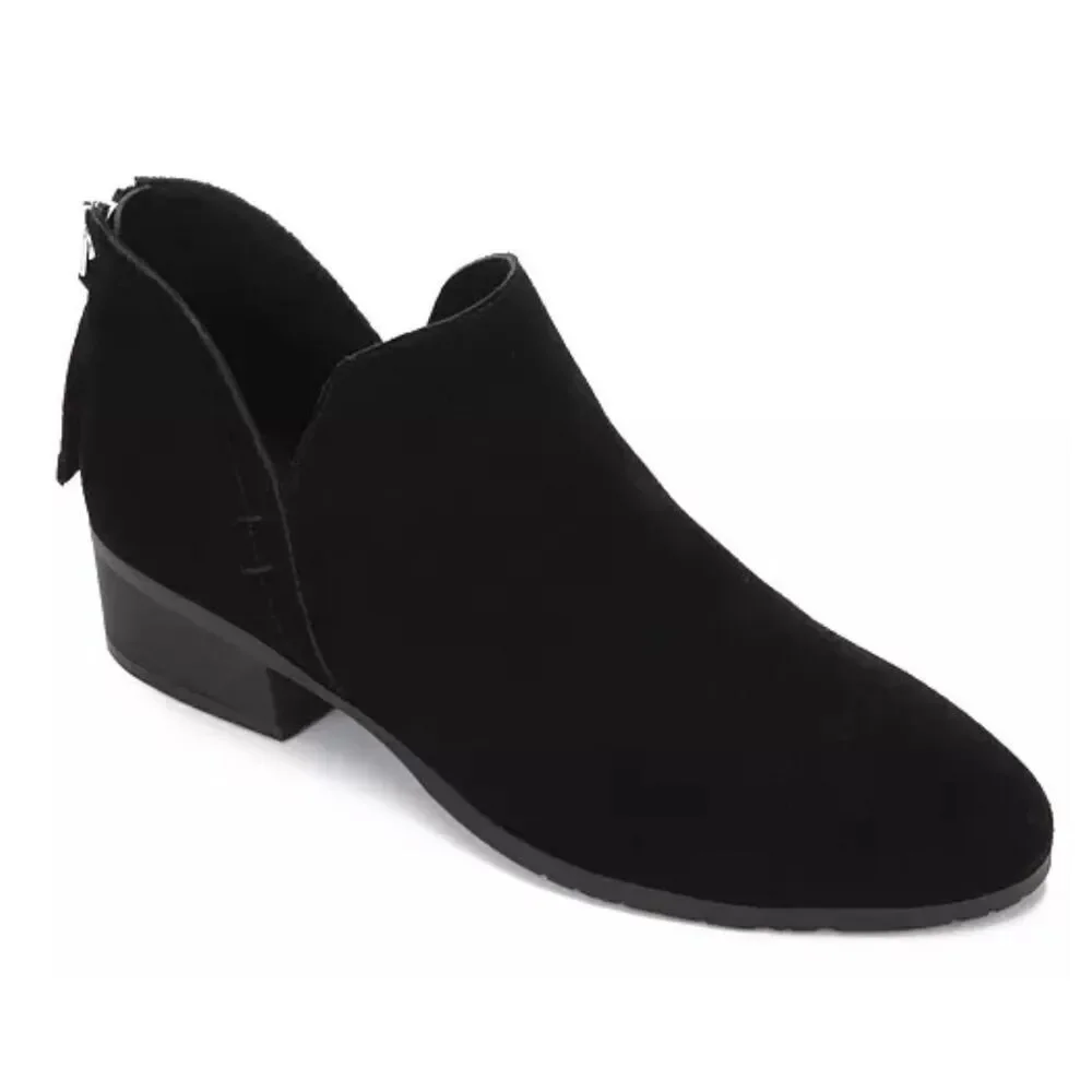 Kenneth Cole Reaction Ankle Boots Size 8 Womens Black Leather Block Heel NEW